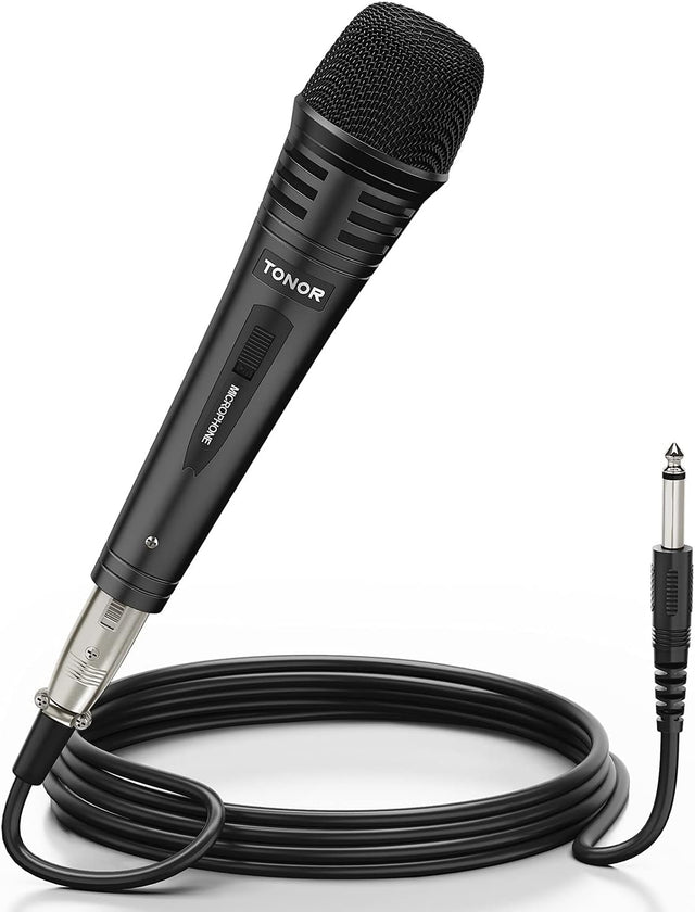 TONOR Dynamic Karaoke Microphone for Singing with 16.4ft/ 5M XLR Cable, Metal Handheld Mic Compatible with Karaoke Machine/Speaker/Amp/Mixer for Karaoke Singing, Speech, Wedding and Outdoor Activity.