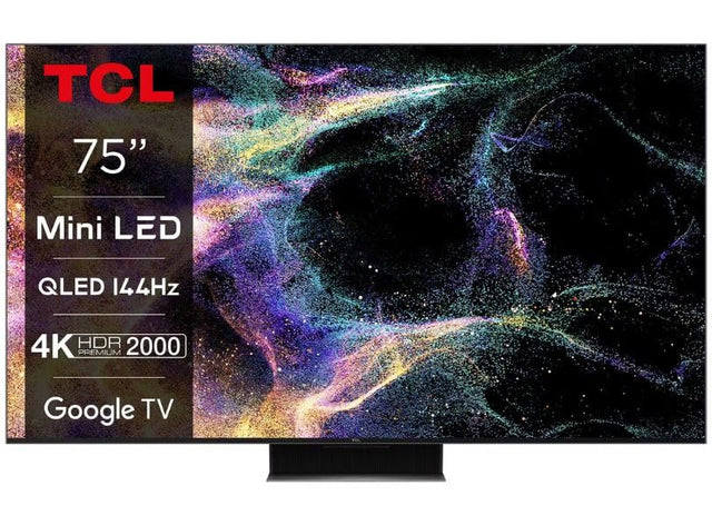 TCL 75C845K 75'' 4K Ultra HD Mini LED QLED C84K HDR Android Smart TV (Google Assistant, Freeview Play, Dolby Atmos, 144Hz Motion Clarity Pro, 2.1 Onkyo Sound System) (75'').