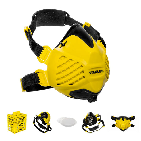 Stanley P3 Dust Mask, Reusable Respirator Mask with Face-Fit-Check Technology & Maximum 99.99% P3 Fitted Filters. Dust masks for building work, dust masks for fine dust, P3 mask & sanding mask – M/L.