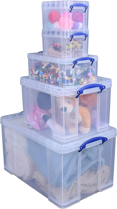 Really Useful Plastic Storage Box (Bonus Pack of 3) 2 x 84 Litre + 1 x 64 Litre Clear