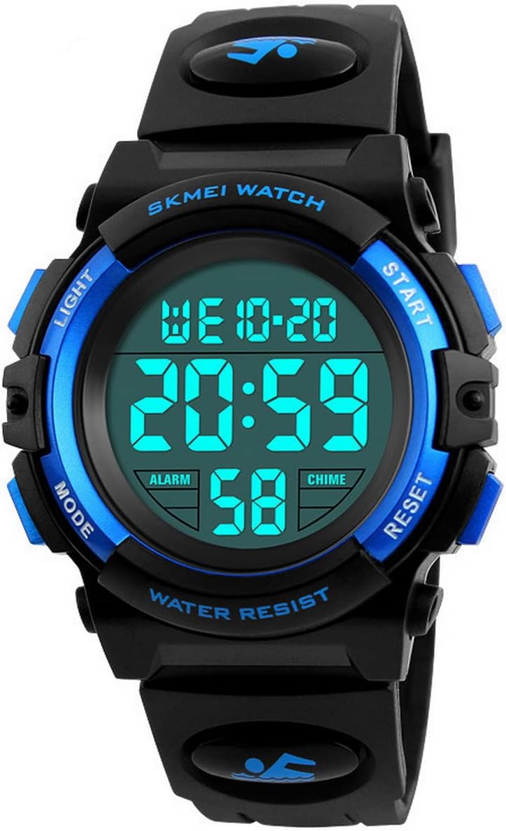 WONOLO Kids Watch,Boys Watch for 6-15 Year Old Boys,Digital Sport Outdoor Multifunctional Chronograph LED 50 M Waterproof Alarm Calendar Analog Watch for Children with Silicone Band.