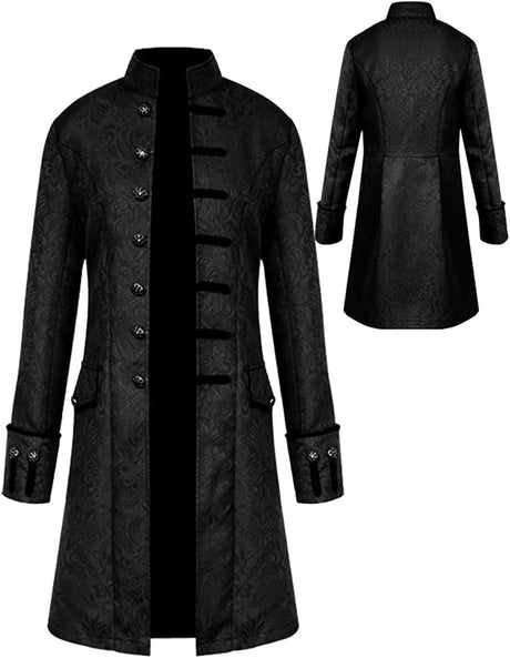 Sangdut Men's Medieval Steampunk Halloween Costumes, Male Gothic Frock Coat Victorian Court Uniform, Renaissance Bottom Vintage Adult Festival Cosplay Tailcoat.