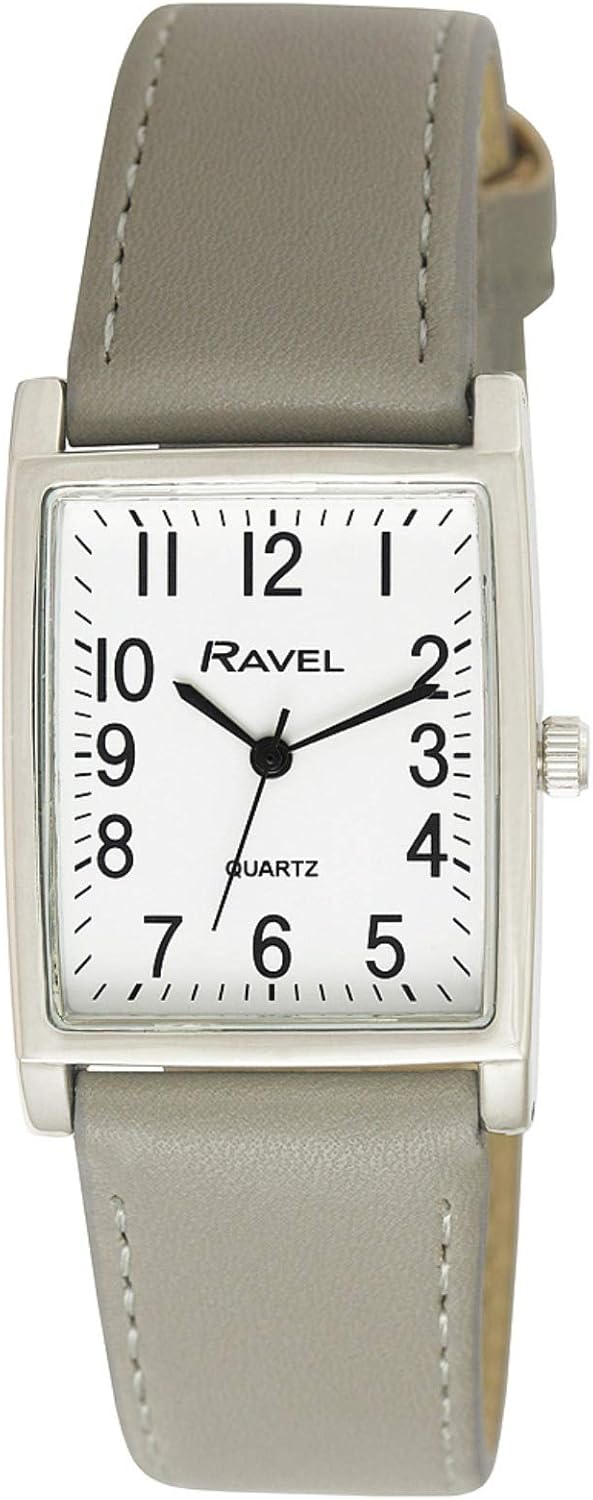 Ravel - Unisex Traditional Rectangular Watch with Clear Numeral Dial.