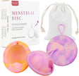 EACHPT Menstrual Cups, Pack of 2 Reusable Menstrual Disc Soft Grade Silicone Menstrual Cup - Comfortable, Leak-Proof Period Protection,Small Large Sizes,Tampon, Pad, Cup Alternative.