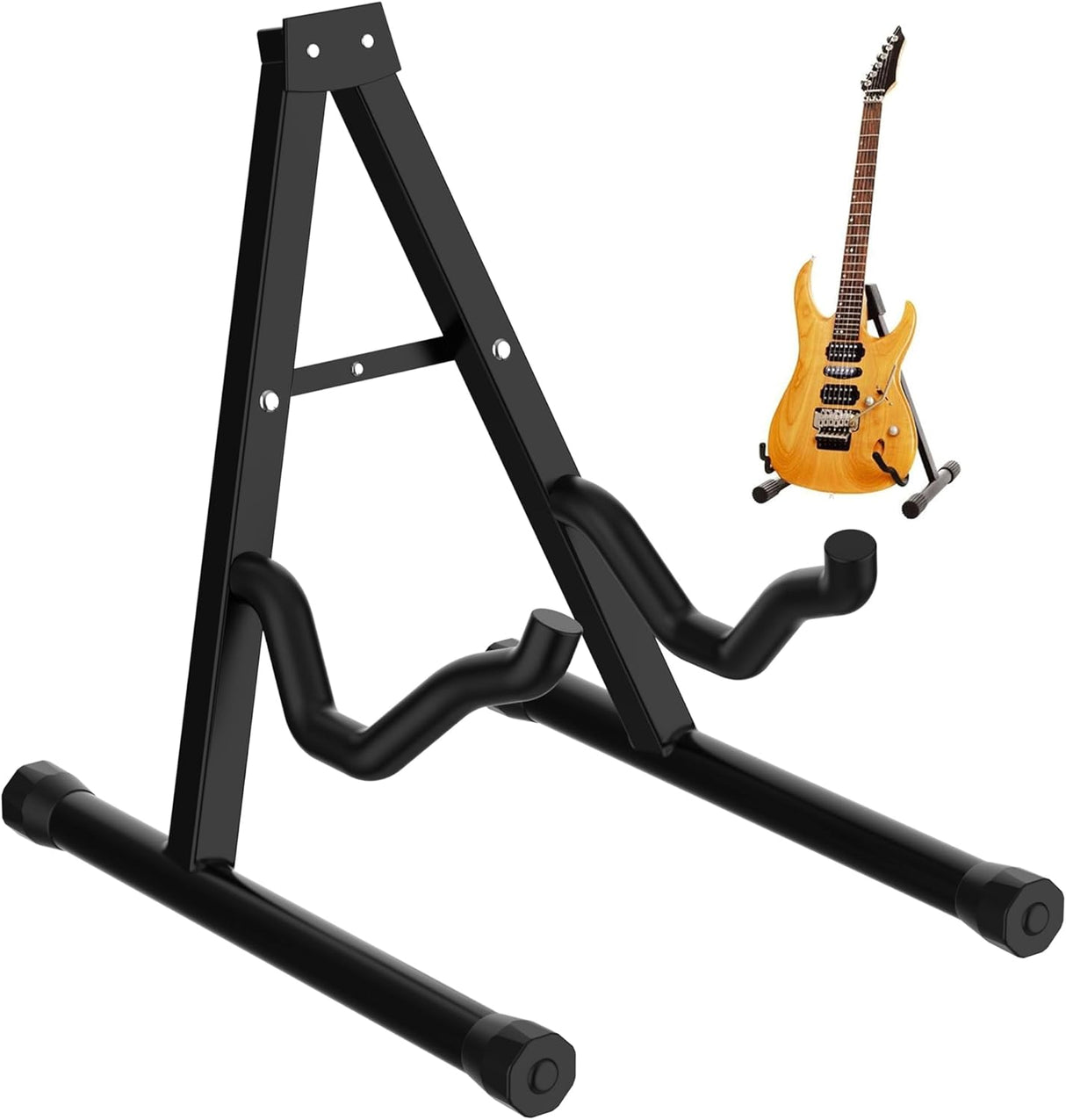 ZENO Guitar Stand A Frame | Universal Guitar Stand | Folding Electric Acoustic Bass Stand | Portable Guitar Stand Holder for Acoustic Electric Guitar Classic Guitar Bass | Black.