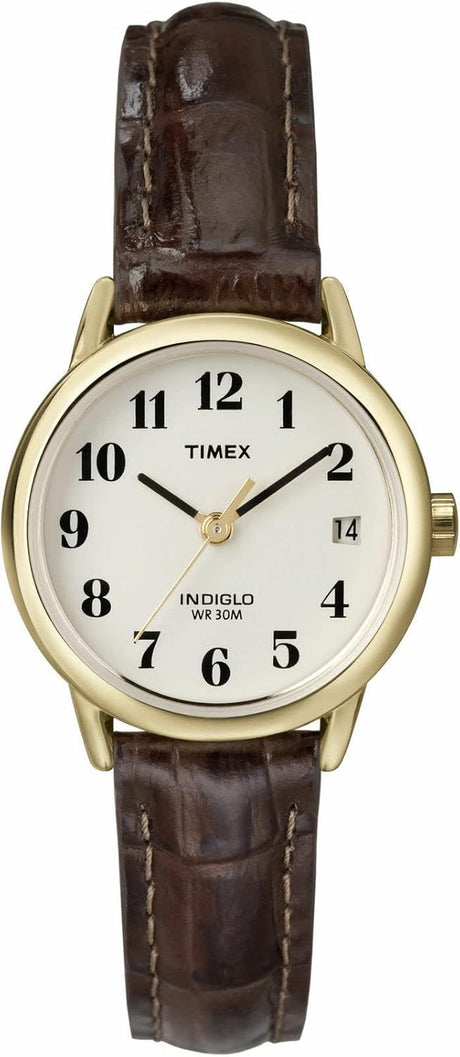 Timex Easy Reader Women's 25 mm Leather Strap Date Window Watch.