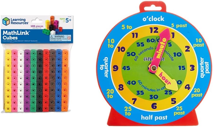 Learning Resources MathLink Cubes (Set of 100) Linking/ Counting Block Set, Early Math Skills, for School & Home Maths Learning Ages 5+.