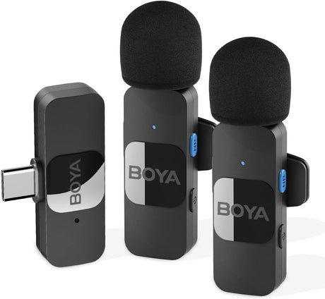 Boya BY-V20 USB-C Wireless Microphone,Mini Lapel Mic with NoiseCancelling Compatibale with Android/Type-C Smartphone Laptop for Youtube Speaking Podcast Facebook Vlogging Video Recording.