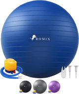 ROMIX Exercise Ball, 55cm 65cm 75cm Anti-burst Extra Thick Birthing Pregnancy Ball with Pump, Fitness Swiss Gym Yoga Ball for Labour Stability Pilates Balance Ball Workout Physical Therapy.