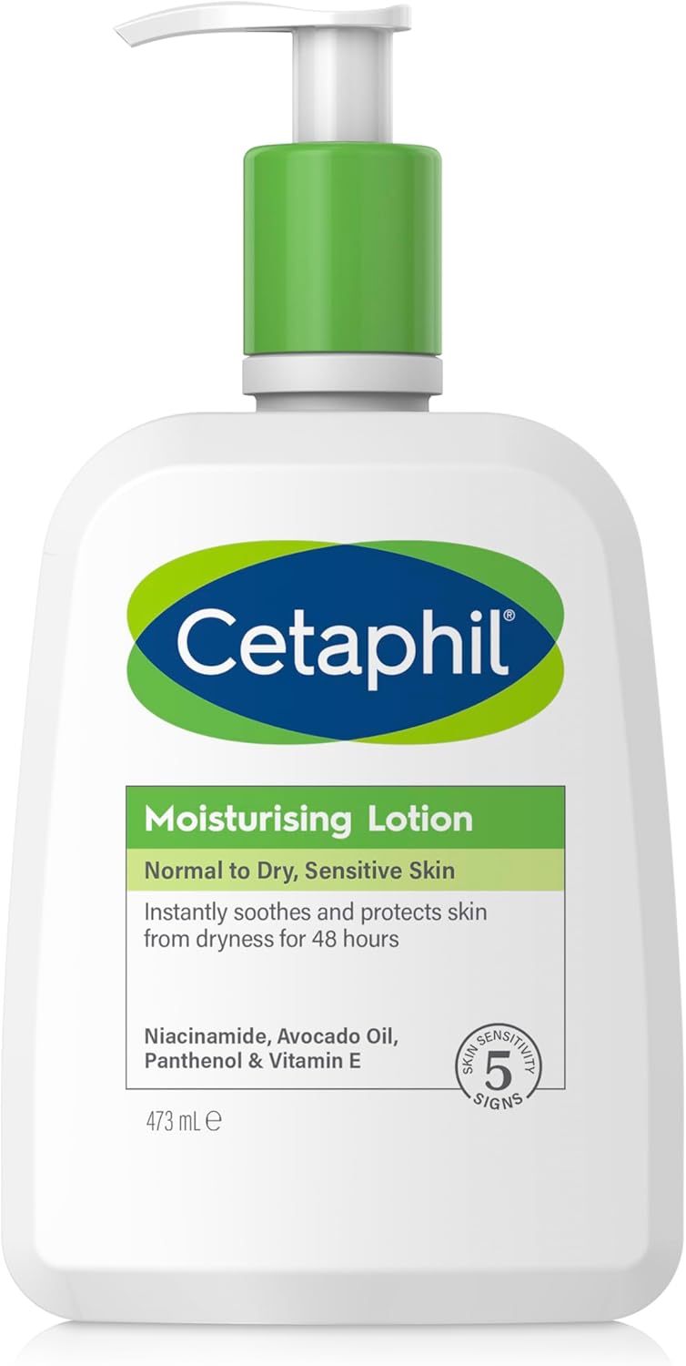 Cetaphil Face & Body Moisturiser, 473ml, Moisturising Lotion For Normal To Dry, Sensitive Skin, With Niacinamide & Vitamin E.