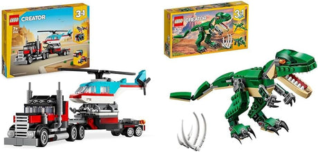 LEGO Creator 3in1 Flatbed Truck with Helicopter Toy to Propeller Plane and Fuel Lorry to Hot Rod and SUV Car Toys for 7 Plus Year Old Boys, Girls and Kids who Love Cool Vehicles, Gift Idea 31146.