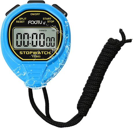 FCXJTU Simple Digital Waterproof Stopwatch, No Bells, No Clock, No Alarm, Simple Basic Operation, Silent, ON/Off, Pure Stopwatch for Swimming Running Training Kids Coaches Referees Teachers (Blue).