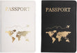 2 Pcs Passport Holder, Passport Cover, PU Leather Passport Case Organiser for Passport,Ticket Card, Business Cards, Credit Card,Boarding Passes, Portable Travel Wallet Case for Men Women,White+Black.