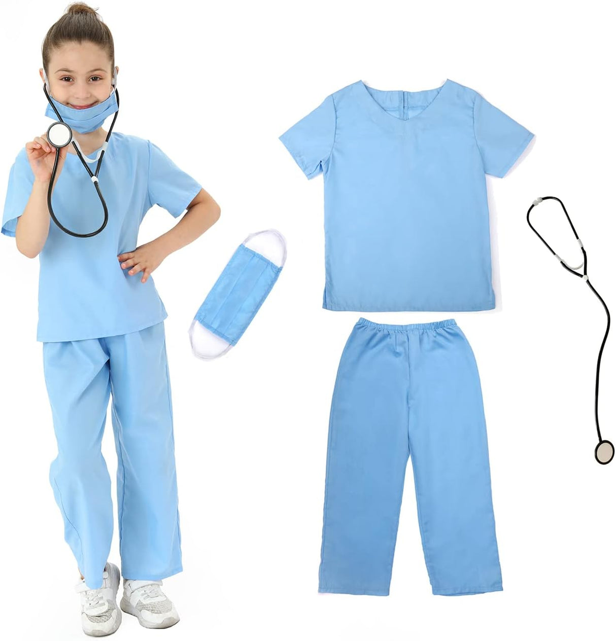 Wiclin Child Role Play Costumes,Doctor,Nurse Dress Up Playset Kits for Kids 3-5,5-7,7-9.