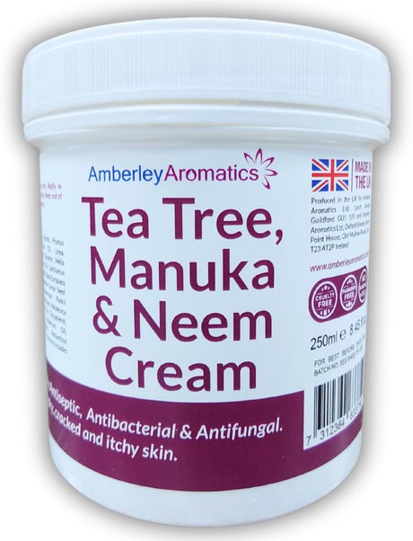 Tea Tree, Manuka & Neem Cream 250g - Antibacterial, Anti-fungal, Antiseptic, Anti-Itch, Dry and Cracked Skin.