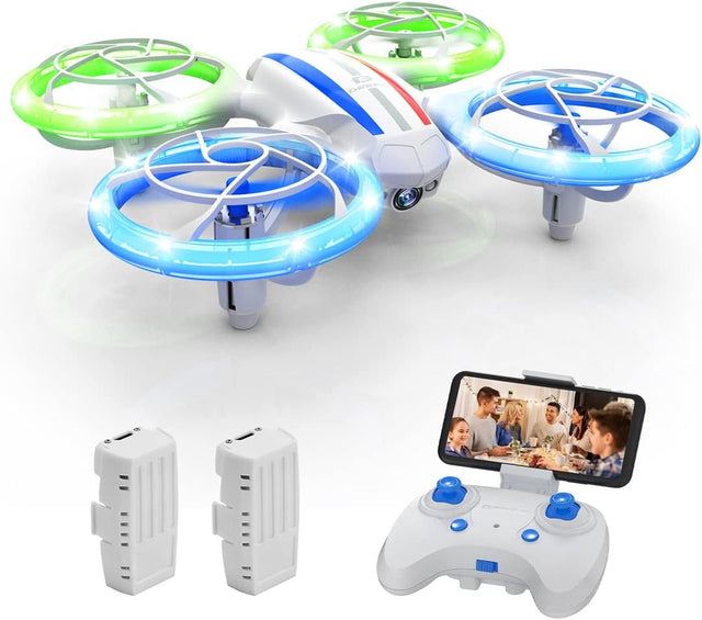 DEERC Mini Drone with 720P HD FPV Camera for Kids, D23 RC Quadcopter with Bright LED Lights, Altitude Hold, Headless Mode, 3D Flips, Voice/Gesture Control, 2 Batteries, Gift Toy for Boys and Girls.