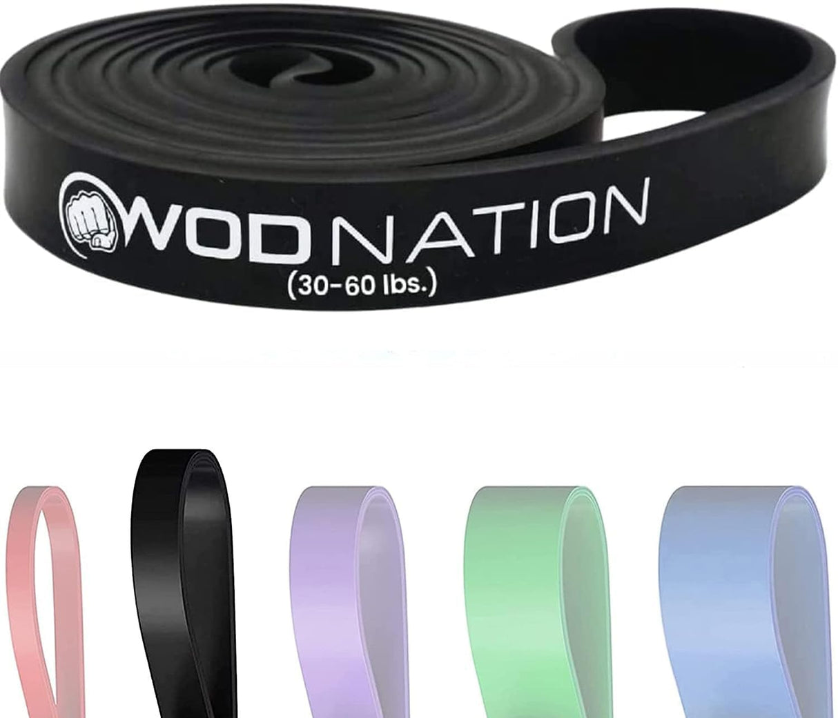 WOD Nation Resistance Bands for Men & Women - Thick Exercise Band - Stretch Bands for Exercise, Strength Training, Yoga, Stretching, Pull Up Assist, Pilates.