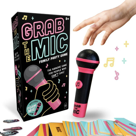 Lucky Egg Exciting Grab The Mic - The Family Karaoke Game 8+ Year Olds, 2-10 Players - Board Game For Bad Singers - 250 Lyric Cards for Fun Hilarious Games Night, Birthday Party, Kids Gift.