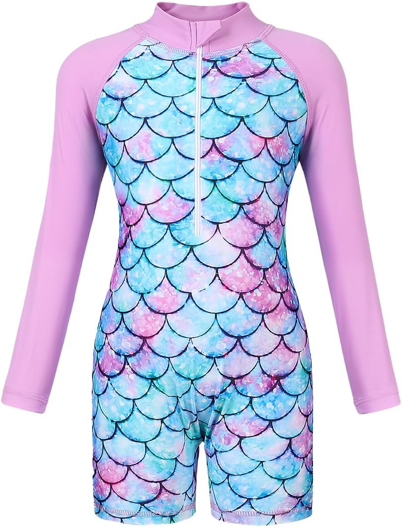 Girls Swimming Costume UV Protection Swimwear Unicorn Mermaid Rash Guard Kids One-Piece 3-14 Years Kids Swimsuit Wetsuit Beach Holiday.