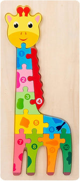 Wooden Toddler Jigsaw Puzzles for Girls Boys | Montessori Wooden Toys for Kids Gifts Age 2 3 (Giraffe).