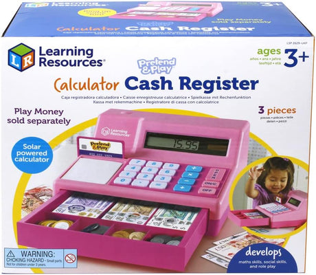 Learning Resources Pretend & Play Calculator Cash Register Pink Cash Register Toy for Kids, Pretend Play Toy Till, Ages 3+ (Amazon Exclusive).