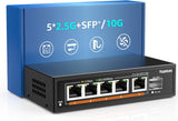 6 Port 2.5G Umanaged Ethernet Switch, 5 x 2.5G Base-T Ports, 1 x 10G SFP, Compatible with 100/1000/2500Mbps, Metal Fanless, Desktop/Wall Mount YuanLey 2.5Gbe Network Switch for Wireless AP, NAS, PC