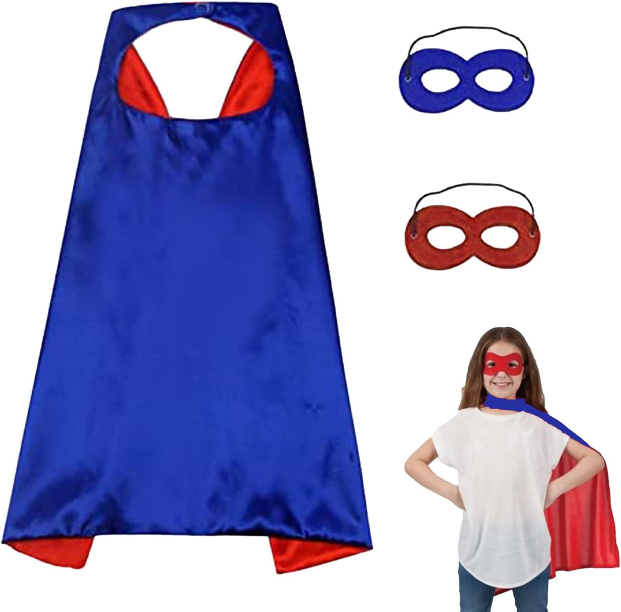 Sricam Superhero Kid Cape & Mask,Fancy Dress Cosplay hero clothing,Festival Dress up for boys And girls,Party Kids Dress up Costumes.(2 mask & 1 cape).