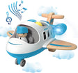 Toy Airplane for Kids, Toddler Planes Toys with Sound and Light, Mini Truck Toys for Introducing Aeronautical Knowledge, Vehicle Toys for 18 Months, 2 3 4 5 Years Old Boys Gift (Wooden + Plastic).