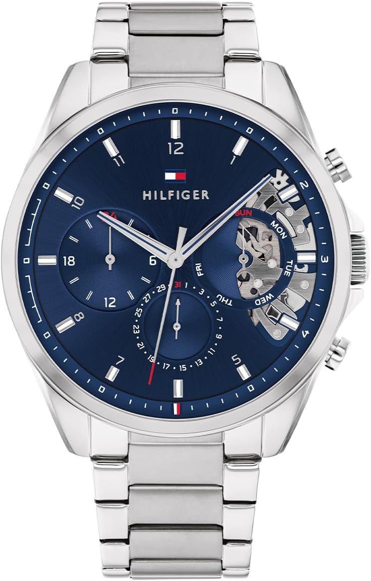 Tommy Hilfiger Analogue Multifunction Quartz Watch for Men with Silver Stainless Steel Bracelet - 1710448.