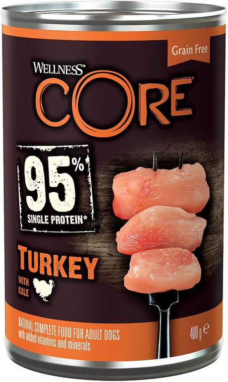 Wellness CORE 95 percentage Lamb and Pumpkin, Wet Dog Food, Grain Free Wet Dog Food, High Meat Content, Lamb and Pumpkin, 6 x 400 g.