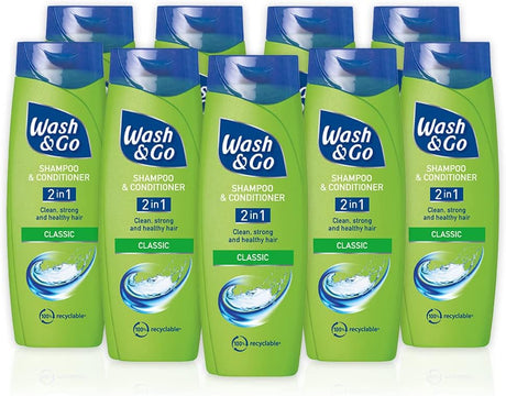 Wash & Go 2 in 1 Classic Shampoo and Conditioner X 9 bottles.