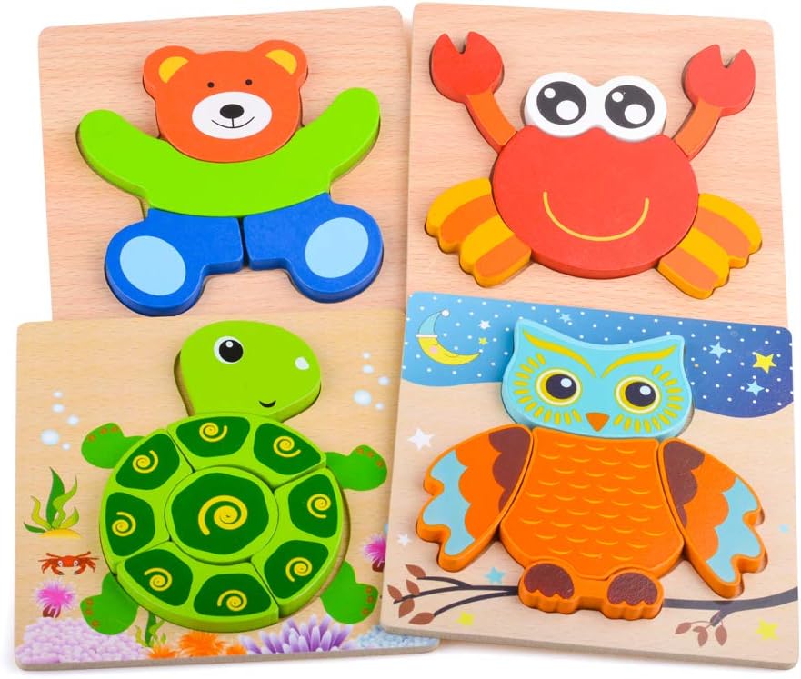 DUDUFLY Puzzles Jigsaw for Baby Boys, Wooden Puzzles Toys for 1-3 Year Old Boys Girls Birthday Gift for 1-3 Year Old Toddlers Kids Education Toy Age 1 2 3 Baby Children.