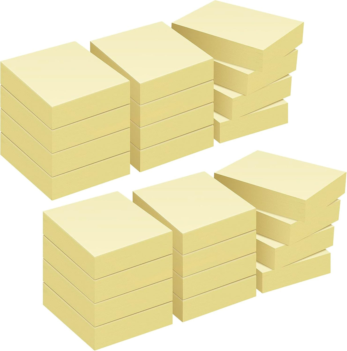 ZCZN 38 x 51 mm Sticky Notes, Canary Yellow Self-Stick Memo Note Pads, 100 Sheets/Pad, Small Size, 24 Pads