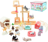 Lotvic Cat Pretend Play Toys, Cat Figures Playset, Cat House Furniture Toys, Real Pet Care Center, Cat Care Role Play Toys, Cat Toys for Doll Accessories, Educational Cat Toys for Kids (Cat).