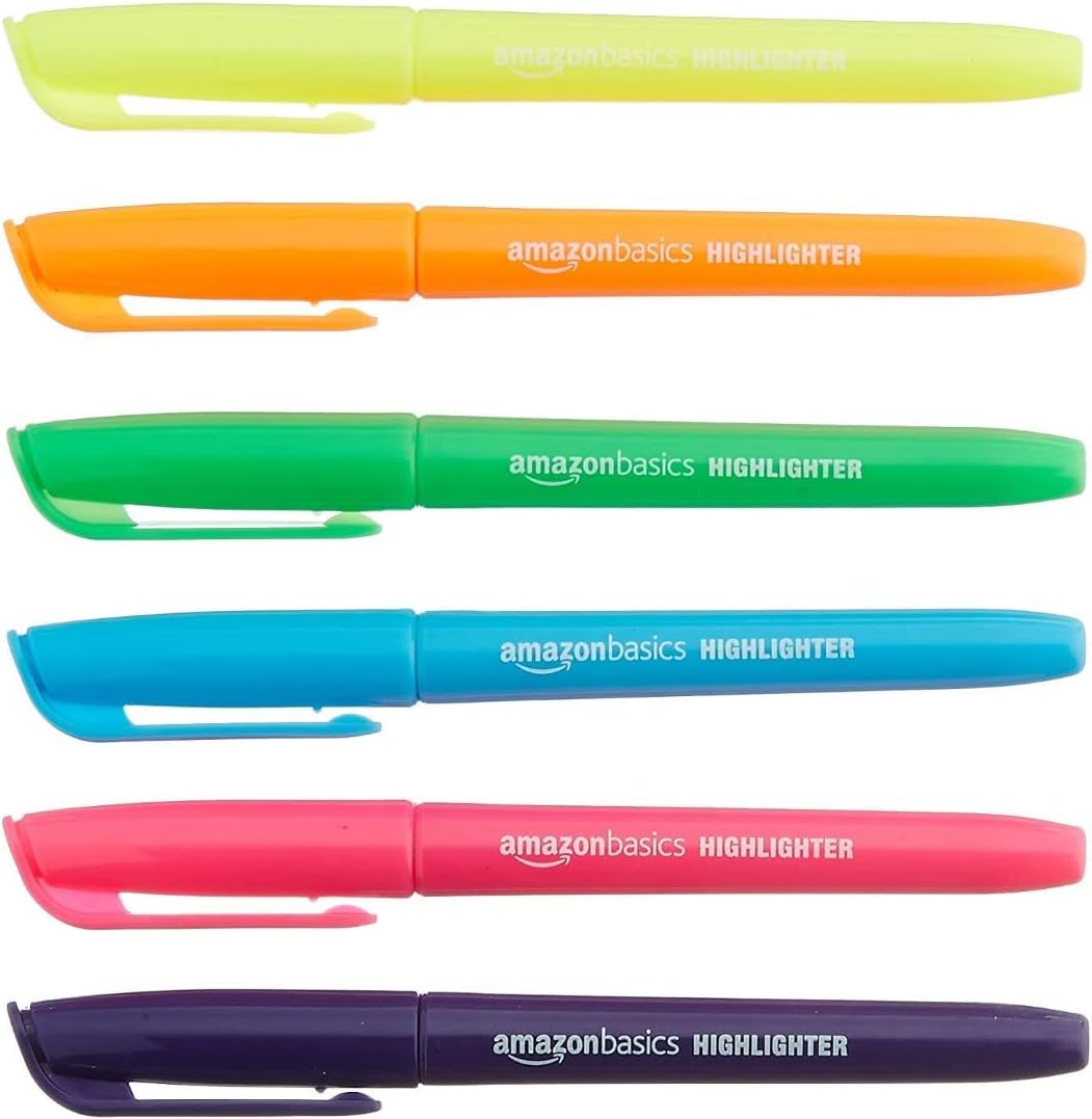 Amazon Basics Highlighters, Pack of 8, Assorted, Bright