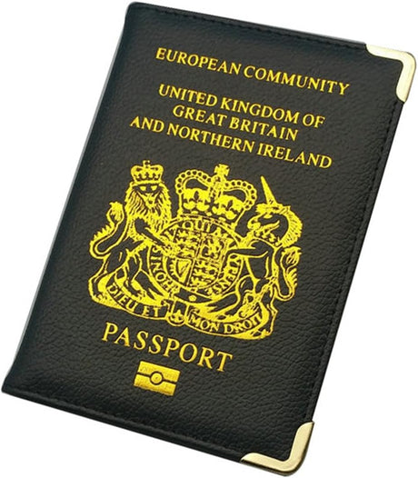 British Passport Holder，UK Passport Cover，PU Leather Travel Wallet ，Passport & Card Organizer for Men & Women，Black.