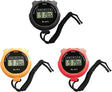 3 Pieces Digital Sport Stopwatch Timer Multi-Function Handheld Digital Timer Large Display with Date Time and Alarm Function Shockproof Waterproof Sport Stopwatch for Swimming Running Sports.