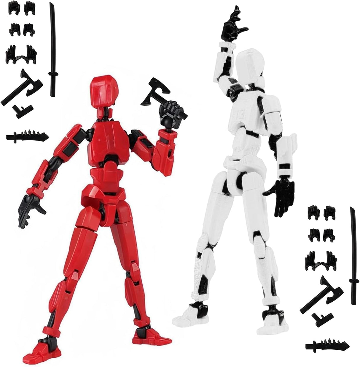 2 Pcs (Assembled) T13 Action Figures Multi-Jointed Movable Robot Lucky 13 Action Figures 3D Printed Mannequin includes Hand Movements and Weapons Home Desktop Decorations Gifts for Game Lovers.