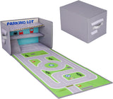 Livememory Toy Car Storage Box - Toy Car Garage Toy Car Box for Boys with Car Rug Play Mat (Not Included Cars).