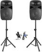 VONYX VPS152A 15-Inch Active Party Speaker System with Stands - Ultimate DJ Speakers Pair for Disco, PA System, Active Speakers for Parties, High-Power DJ Equipment, Active Speakers.