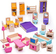 Bigjigs Toys Heritage Wooden Dolls House Furniture Set - 27 Piece Dollhouse Furniture Set for Wooden Doll Houses, Quality Wooden Furniture for Dollhouses.