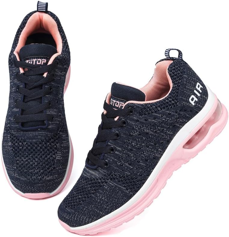 Running Shoes Womens Trainers Walking Shoes Air Cushion Athletic Sneakers Ladies Breathable Mesh Sport Shoes Lightweight Non Slip Tennis Shoes Workout Casual Gym Jogging Shoes.