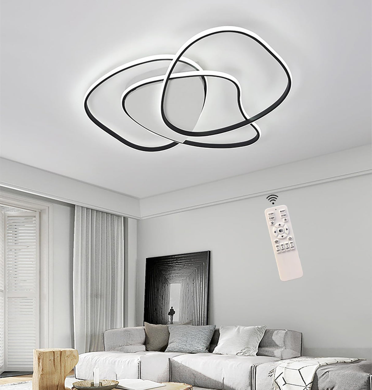 Hsyyz LED Ceiling Light,Dimmable Living Room Ceiling Lamp,Bedroom Lighting Fixture with Remote Control,Creative and Fashionable Styling, Indoor Lighting Fixture for Bedroom/Children's Room (D60cm)