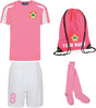 Personalised Republic of Ireland Style Kit Pink Football Shirt, White Shorts, Bag and Socks for Boys and Girls Best Birthday Gift for Children Kids Playwear.