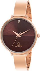 Arion Women’s Analog Quartz Watch 26mm Rose Gold-Painted Brass Wristwatch, Premium Fashion Dress Timepiece with Gift Box. Gift for Women Ladies Girls.