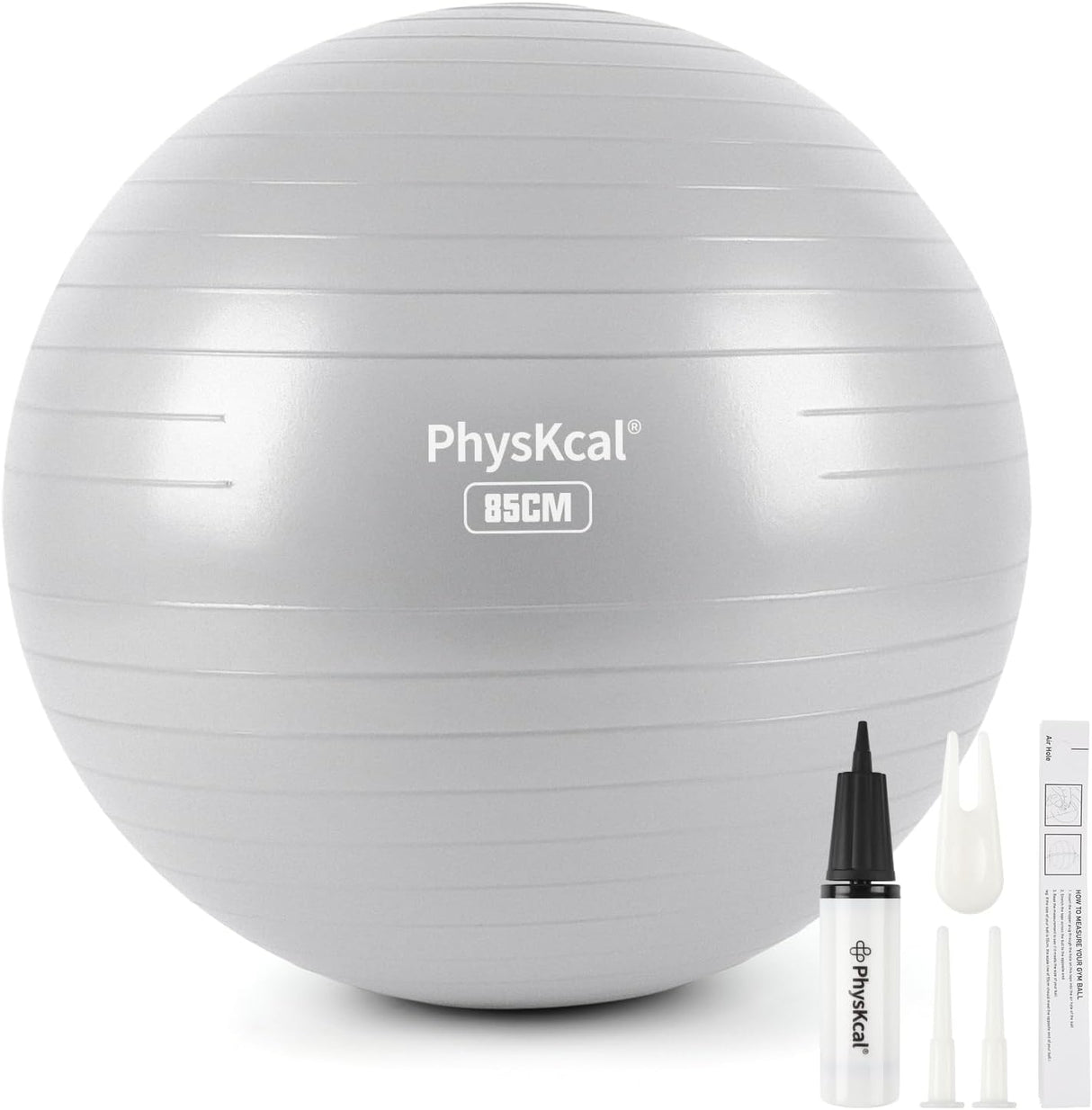 PhysKcal Gym Ball 55-85cm Exercise Swiss Ball for Fitness Yoga Pilates Pregnancy, Anti Burst Ball Chair for Balance, Stability, Quick Pump Included.