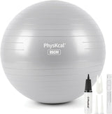 PhysKcal Gym Ball 55-85cm Exercise Swiss Ball for Fitness Yoga Pilates Pregnancy, Anti Burst Ball Chair for Balance, Stability, Quick Pump Included.