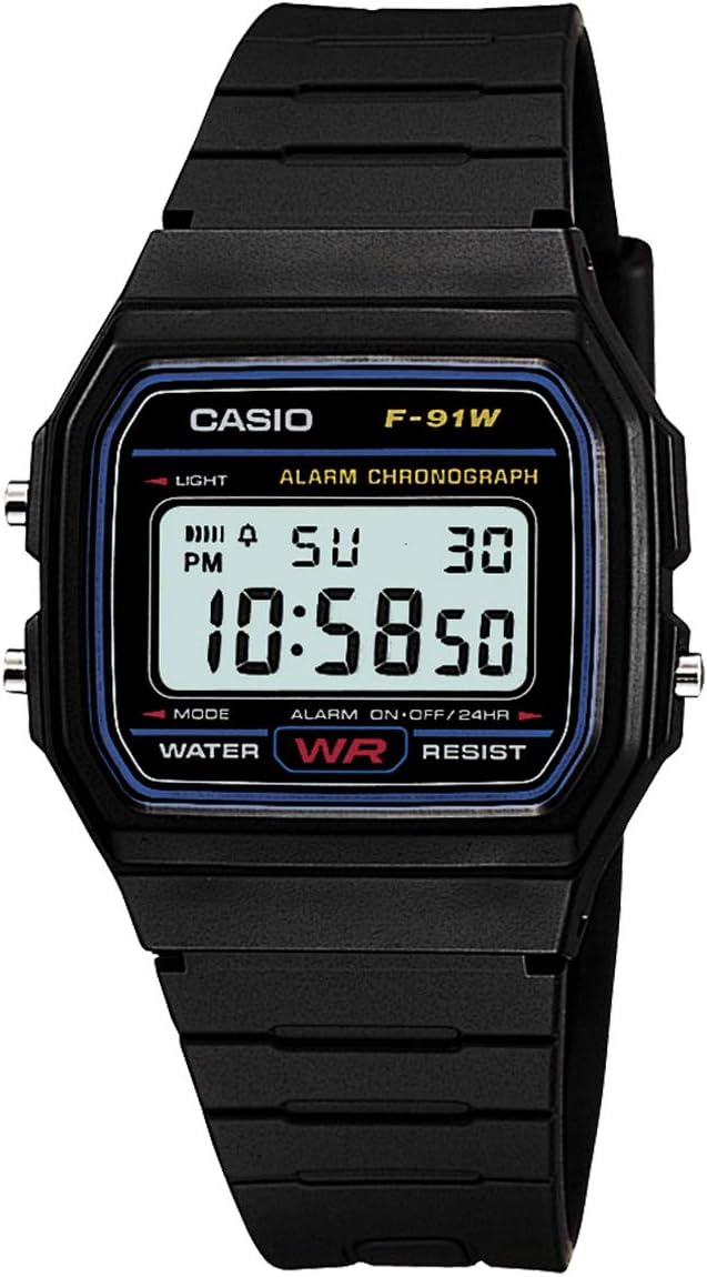 CASIO STANDARD DIGITAL WATCH WITH LED-LIGHT F-91W-1JF.