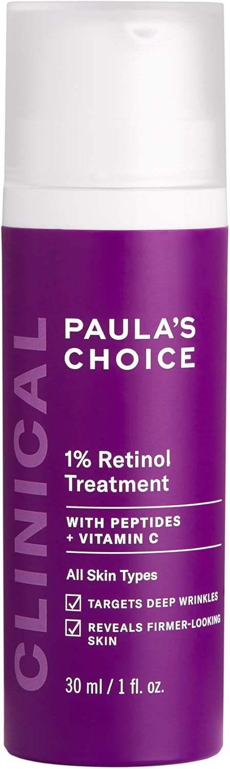 Paula's Choice CLINICAL 1% Retinol Treatment - Anti Aging & Skin Firming Serum for Face - Fights Wrinkles - with Vitamin C & Peptides - All Skin Types - 30 ml.