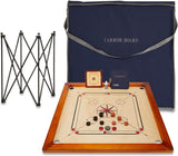 Uber Games – Premium Carrom Board Set – 33 x 33” Official Size playing board Including Carrom Men,Striker & Powder - Hardwood edges for better rebound – Made in India – Great value for all players.